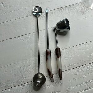 Art deco, mid-century modern bar set marbled bake light handles stir spoon set